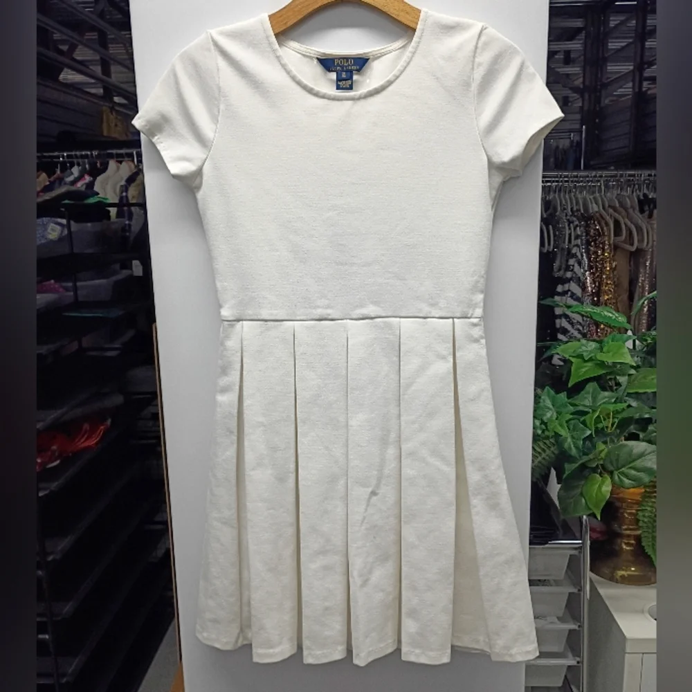 Ralph Lauren White Fit and Flare Pleated Dress - Picture 1 of 4
